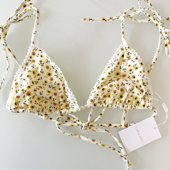 NWT Solid and Striped x Revolve The Parker Bikini Top Sunflower boho Medium - Picture 2 of 7